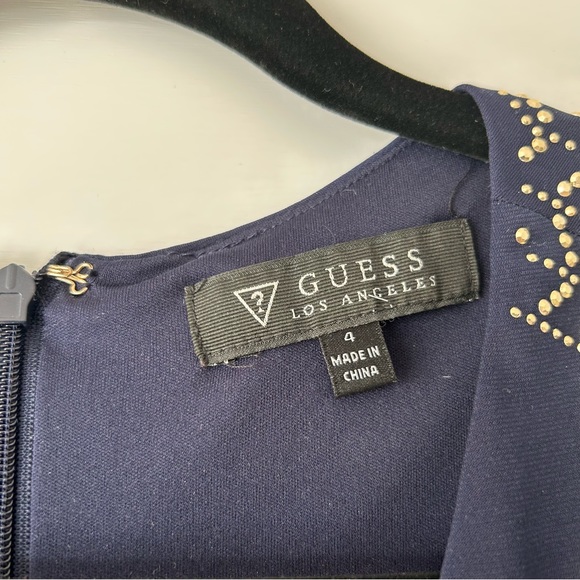 Navy Blue Guess Long Sleeve Cocktail Dress - Picture 4 of 5